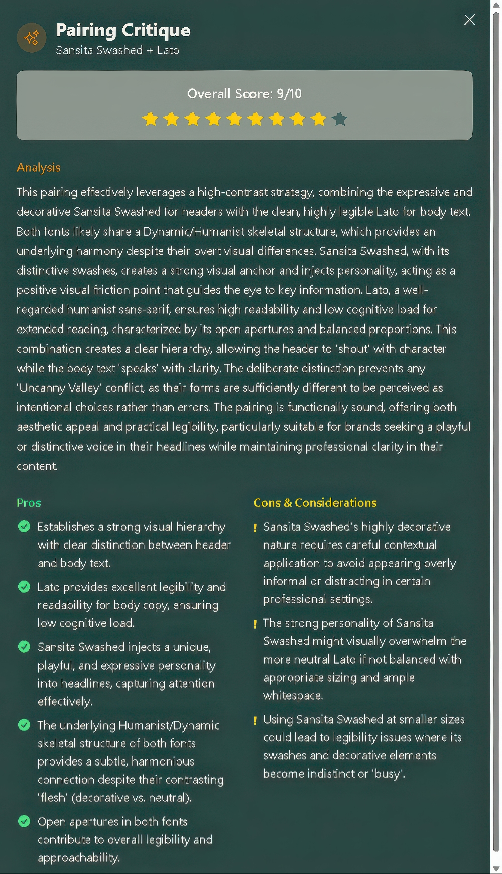 AI pairing critique scores
